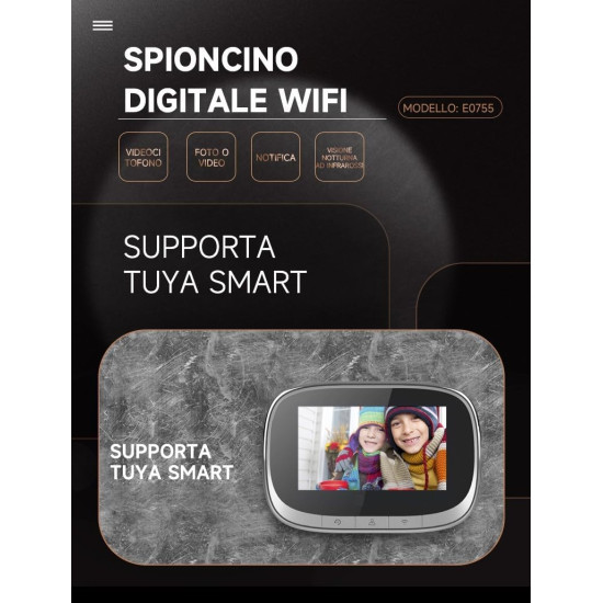 SPIONCINO DIGITALE  WIFI DA 4,3 POLLICI CON SENSORE FOTO/VIDEO