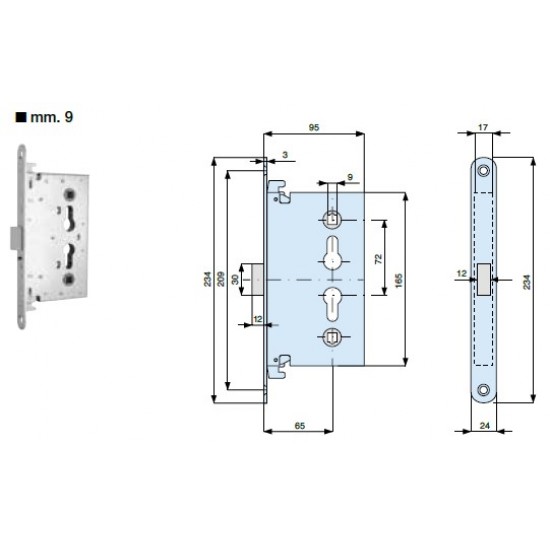 SCROCCO CON DISP. DI BLOCCAGGIO 3 PUNTI DI CHIUSURA, CATE. IN ACCIAIO ZINCATO ART. 482650/000
