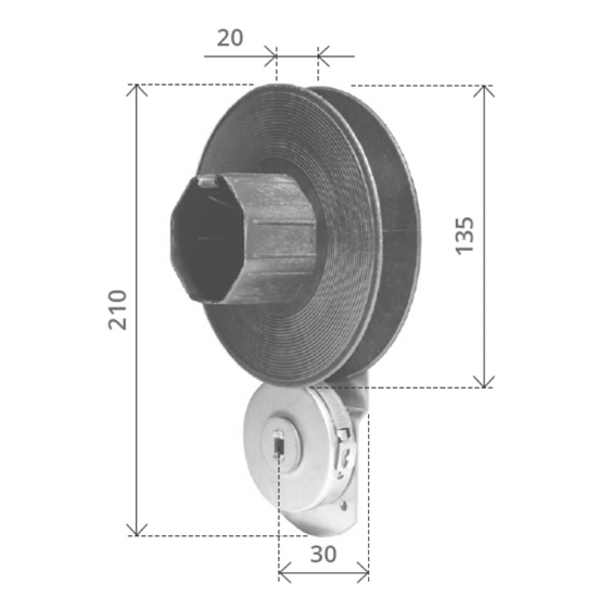 AVVOLGITORE A CASSONE MINI MODULAR COMPLETO DI PULEGGIA CAPACITA' 5 MT.