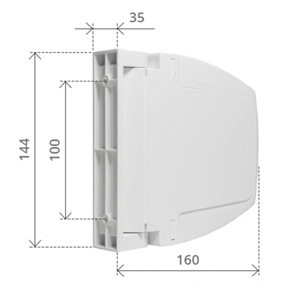 AVVOLGITORE SEMINCASSO ESTERNO MINI A BANDIERA INTERASSE 100 MM. CAPACITA' 6 MT.