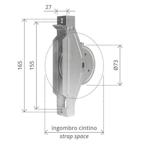 AVVOLGITORE SEMINCASSO MONOBLOCCO INTERASSE 155 - 165 MM. CAPACITA' 9 MT.