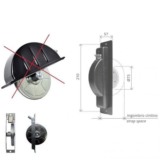 AVVOLGITORE SEMINCASSO MONOBLOCCO SINTESY (SECCO) INTERASSE 210 MM. CAPACITA' 10 MT.