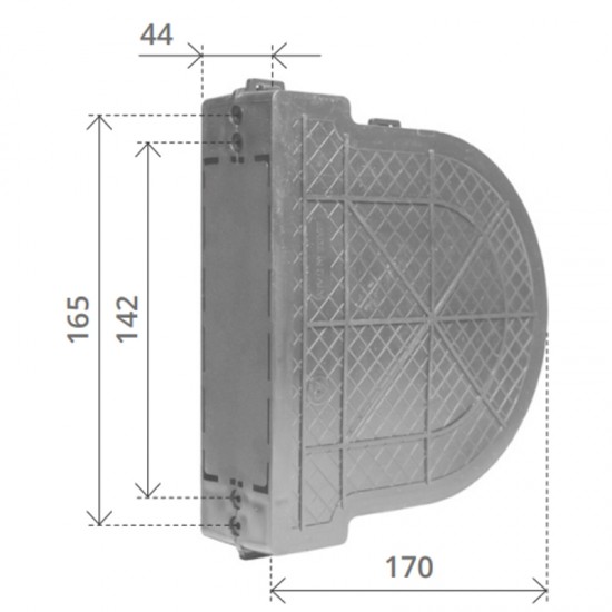 CASSETTA A MURARE IN PVC PER AVVOLGITORE UNI INTERASSE 142 - 165 MM. CAPACITA' 5 MT.
