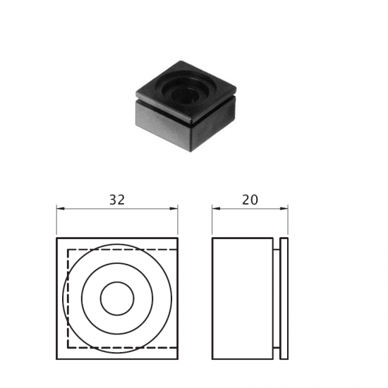 CUSCINETTO A BOCCOLA NYLON QUADRA DA 32 MM.