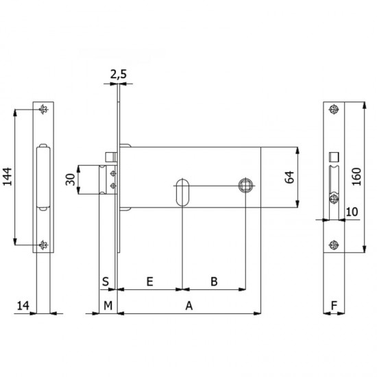 SERRATURA ELETTRICA ENTRATA 70 CILINDRO OVALE PER FASCE 788/F22 OMEC