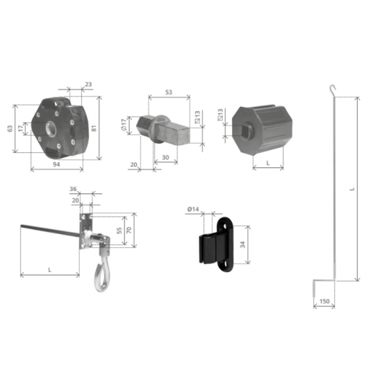 KIT ARGANO ASTA OSCILLANTE 35 KG. COMPLETO