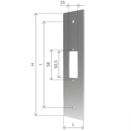 PLACCA ALLUMINIO COPRIAVVOLGITORE INTERUTTORE INTERASSE 165 MM.