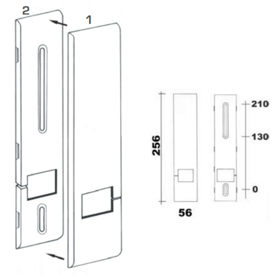 PLACCA PVC BIANCO COPRIAVVOLGITORE UNIVERSALE INTERASSE DA 130 A 210 MM.