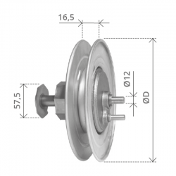 PULEGGIA RIDUTTORE PER RULLO LISCIO DA 60 MM.