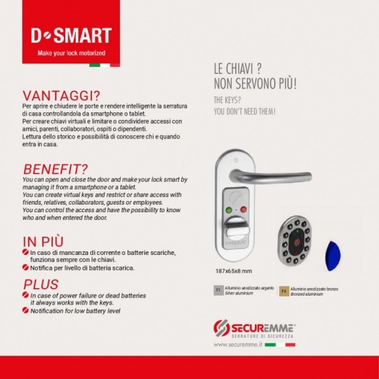 DISPOSITIVO DI AUTOMATIZZAZIONE PORTE D-SMART ALIMENTATA SECUREMME